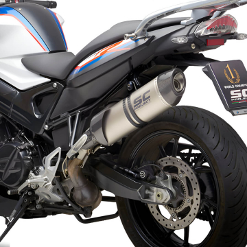 view SC-Project B34-02T Oval Slip-on Exhaust, Titanium for BMW F800R '17-'20