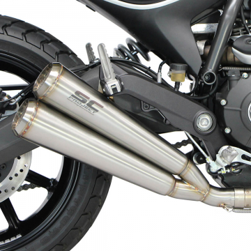 view SC-Project D16-D39A70S Conic Twin 70s Exhaust for Ducati Scrambler 800 2015-2019