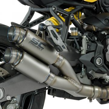 view SC-Project GP70-R Twin Slip-on Exhaust for Ducati Monster 821, Monster 1200R/S