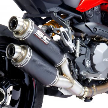 view SC-Project D25-K44C GP Twin Slip-on Exhaust for Ducati Monster 821 / 1200/R/S '17-'21