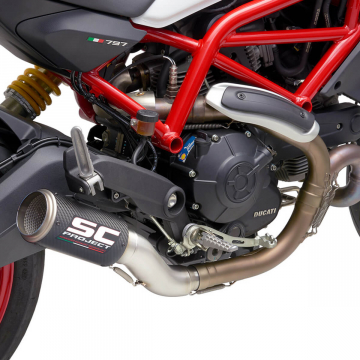 view SC-Project D32-T36C CR-T Slip-on Exhaust, Carbon Fiber for Ducati Monster 797 '17-'23