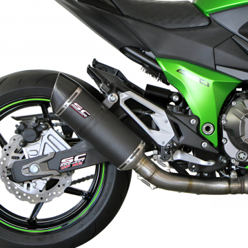 view SC-Project K15-12C Oval Slip-on Exhaust, Carbon for Kawasaki Z800 '13-'16