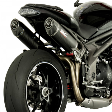 view SC-Project T16-12C Dual High Mount Oval Exhaust for Triumph Speed Triple R / S '16-'18