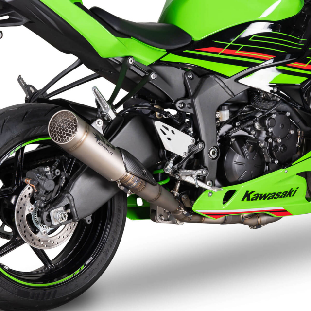 n*@様 Zx6r SparkチタンGRID-Oマフラー Spark GKA8833T Grid-O Full Exhaust, Titanium for Kawasaki Ninja ZX