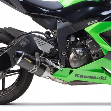 view Two Bros 005-3860405-S1 S1R Standard Carbon Slip-on Exhaust for Kawasaki ZX-636R/6RR '09-'22