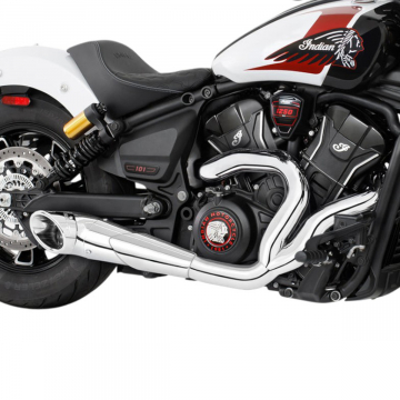 view Freedom Performance 4.5" 2-Into-1 Turn-Out Exhaust, Chrome/Slash for Indian Scouts 2025+