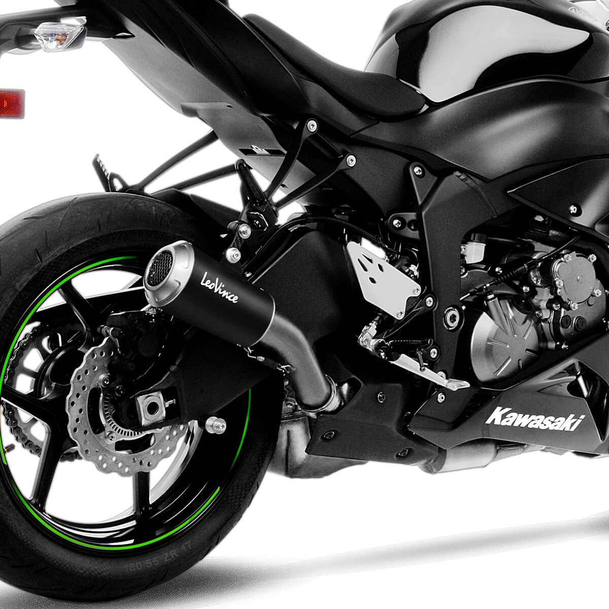 LeoVince LV-10 Black Slip-on Exhaust for Kawasaki ZX-6R Ninja 2009