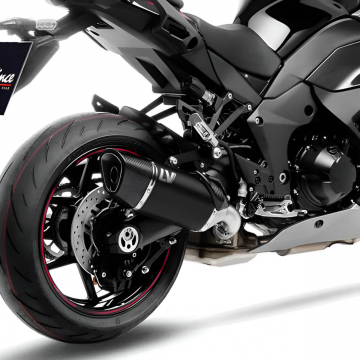 view LeoVince LV-14 R Black Edition Slip-On Exhaust for Kawasaki Ninja 1000/1100 SX 2020+