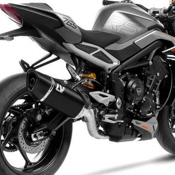 view LeoVince LV-14 R Black 3-into-1 Full Exhaust for Triumph Street Triple 765 R/RS/A2 2023+