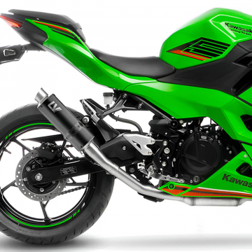 view LeoVince GP Corsa Black Slip-on Exhaust for Kawasaki Ninja 500/Z500 & Ninja 400/Z400