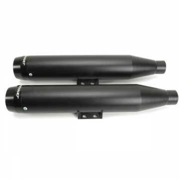 view Rinehart 3.5" Slip-on Exhaust, Black/Black for Harley Softail Heritage/Deluxe 2018+