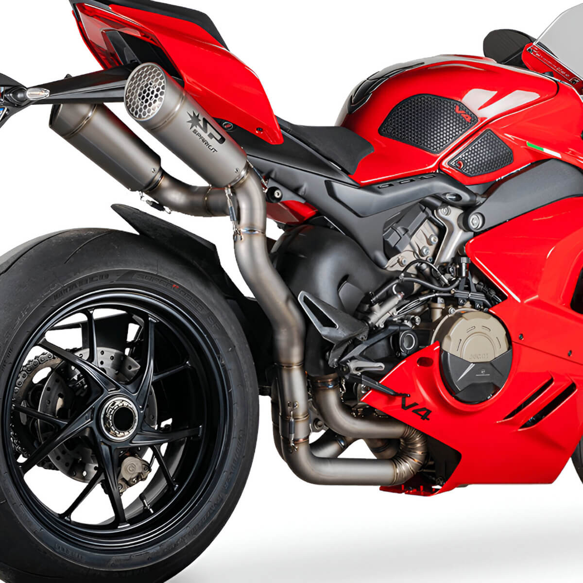 Spark Double Grid-O Semi-Full Exhaust, Titanium for Ducati