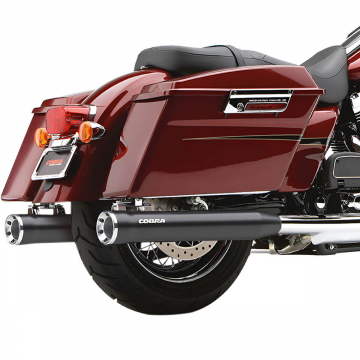 Cobra 6070RB 3-inch RPT Slip-on Exhausts, Black for Harley FL Touring '95-'16