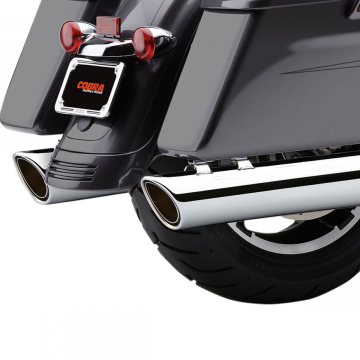 Cobra 6106 909 Twin Slip-on Exhausts, Chrome for Harley FL Touring '95-'16