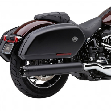 view Cobra 6521B Neighbor Hater Dual Cut Slip-on Exhaust, Black for Harley FLSB '18-'21