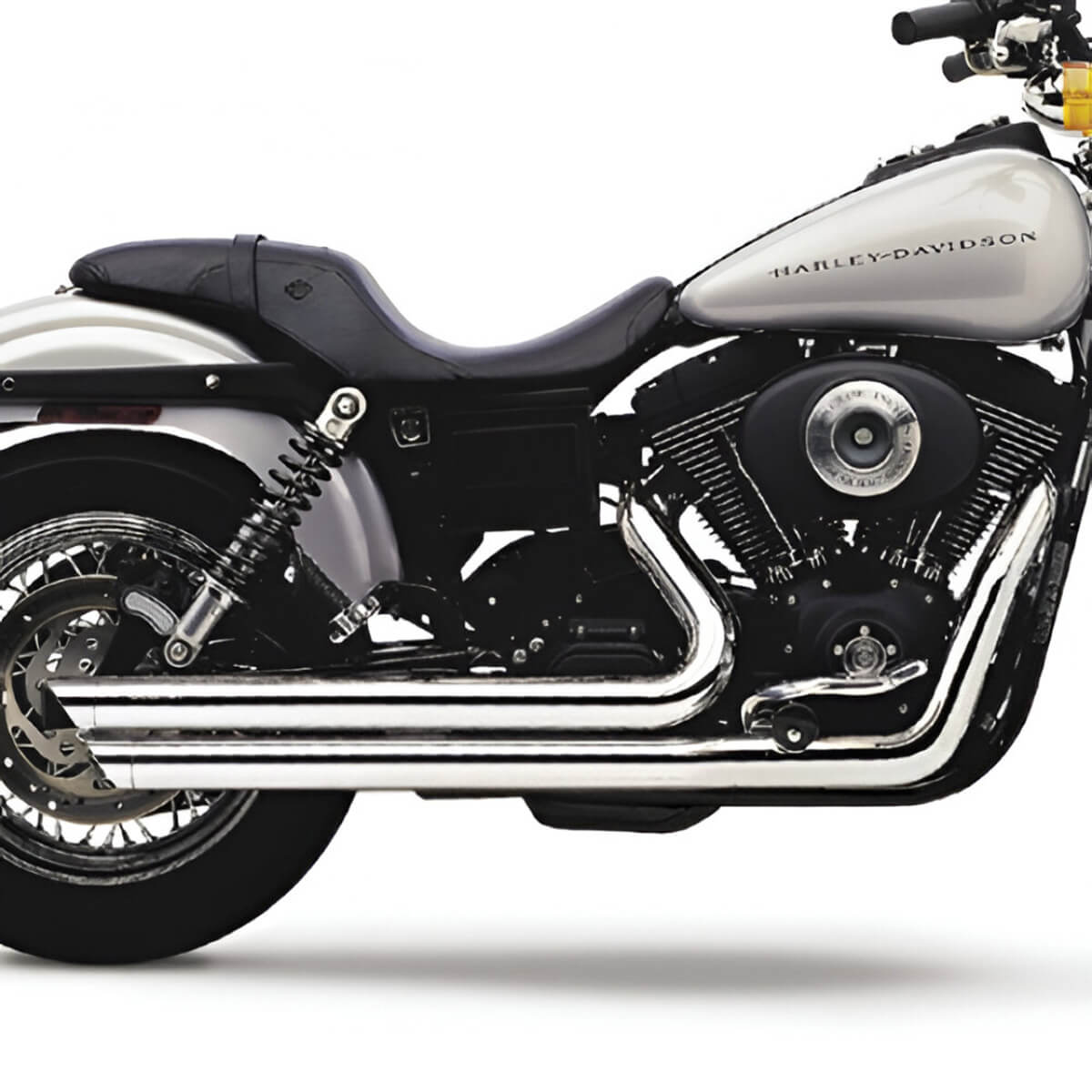 2枚セット R.O.M.E.-N-Tha Darkcide/Slippin'n Cobra 6855 Speedster Slashdown 2:2 Exhaust, Chrome for Harley Dyna