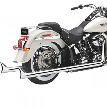 view Cobra 6987 Bad Hombre Dual Exhaust, Chrome w/ Fishtail Tip for Harley Softail '97-'06