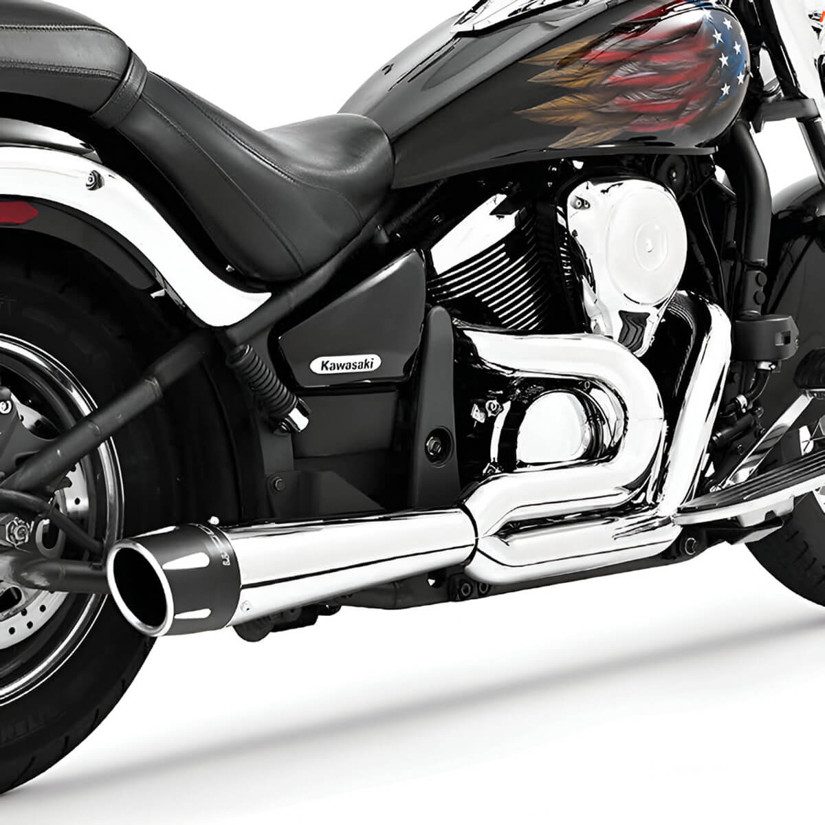 Freedom MK00012 Combat Fluted 2-into-1 Exhaust for Kawasaki Vulcan