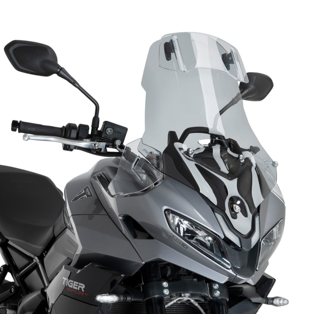 Puig 22523H Touring Windshield with Visor, Smoked for Triumph