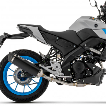 view Arrow Icon Full Exhaust, Aluminum Dark for Yamaha MT125/YZF-R125 2025+
