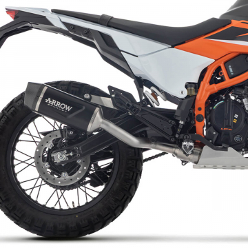 view Arrow Indy Race EVO Slip-on Exhaust, Aluminum Dark for KTM 125 Enduro-R/SMC-R 2025+
