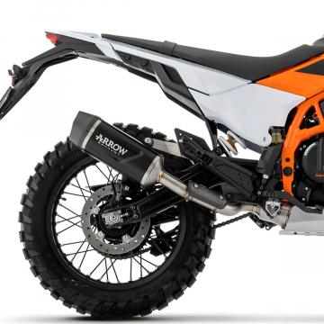 view Arrow Indy-Race Evo Slip-on Exhaust, Aluminum Dark for KTM 390 Enduro R 2025+