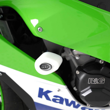 view R&G Aero Style Frame Sliders, White for Kawasaki ZX-10R & ZX-10RR
