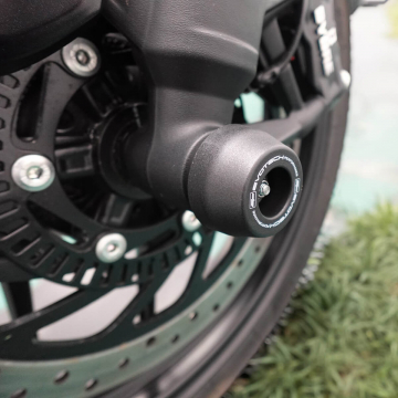 view Evotech Front Axle Sliders for Triumph Speed 400 & Scrambler 400 X 2024+