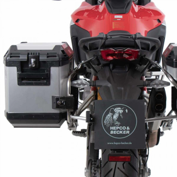 view Hepco & Becker Cutout Side Carrier with Silver Cases for Ducati Multistrada V4 2025+
