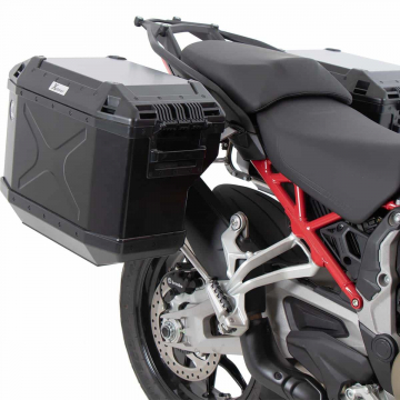 view Hepco & Becker Cutout Side Carrier with Black Cases for Ducati Multistrada V4 2025+