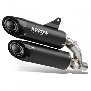 view Arrow Round-Sil Racing Slip-on Exhausts, Titanium Dark for Ducati Monster V2/+ 2025+