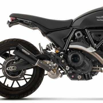 view Arrow Rebel Slip-on Exhaust, Aluminum Dark for Ducati Scrambler 800 2025+