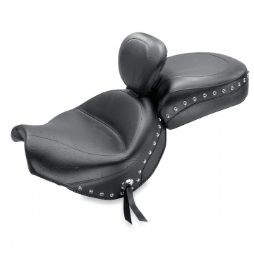 view Mustang Wide Touring Seat with Backrest, Studs for Kawasaki Vulcan 2000 '04-'10