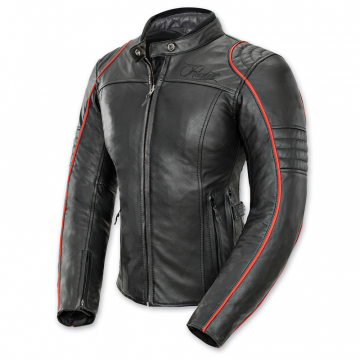 Joe Rocket Lira Leather Womens Jacket, Black Red, Size:LG