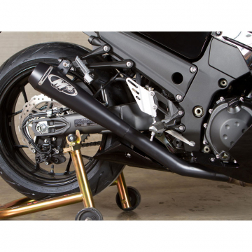 view M4 KA9422 Dual Retro-Drag Slip-On Exhaust, Black Kawasaki ZX-14 (2012-)