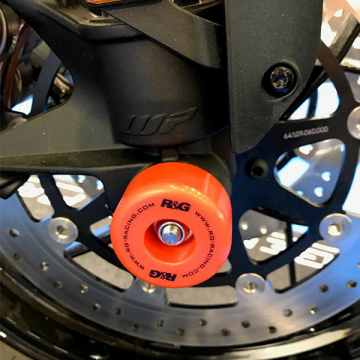 R&G FP0072OR Front Axle Slider Fork Protectors, Orange for KTM 790/890 Duke (2018-)