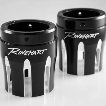 view Rinehart Slip-on 3.5" Exhaust w/ Castle Caps for Harley Touring (1995-2009)