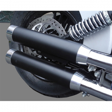 Aeromach CI-1503 Straight Slip Ons with Chrome Tips, Black for Indian Scout (2014-current)