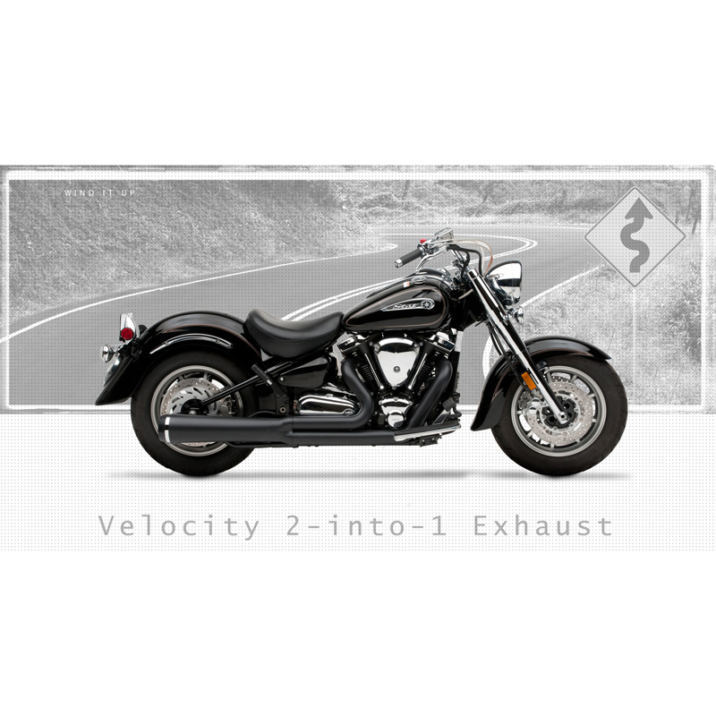Hard-Krome 461b-4030 Velocity Pro Exhaust for Yamaha Road Star