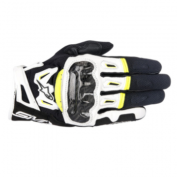 view Alpinestars SMX-2 Air Carbon V2 Leather Gloves, Black/White/Yellow