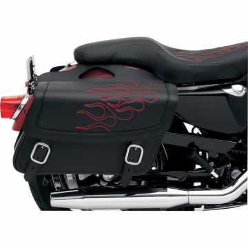 view Saddlemen X021-05-0402 Highwayman Tattoo Saddlebag, Red, Size: Medium