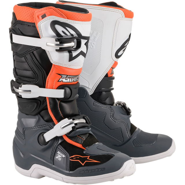 Alpinestars Tech 7S Youth Boots, Black/Grey/White/Orange