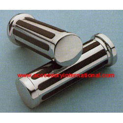Custom Chrome Ribbed Rubber and Chrome Grip Set Universal for 1 