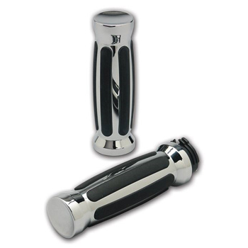 view Pro-One Chrome Cruiser Grips Straight - Kawasaki / Suzuki / Yamaha