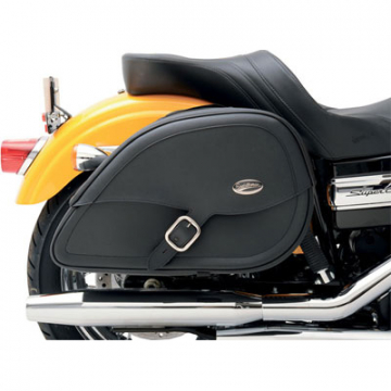view Saddlemen Drifter Teardrop Saddlebags with Shock Cutaway and Zip-off Yoke
