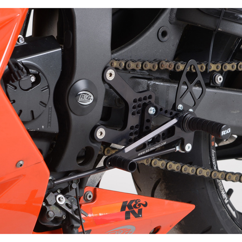 R&G RSET17BK Adjustable Rearsets for Kawasaki ZX6R (2007current