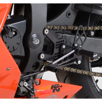 view R&G RSET17BK Adjustable Rearsets for Kawasaki ZX-6R (2007-current) without ABS