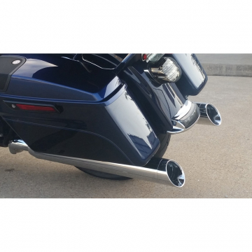 D&D 3 1/2" Slip-on Exhaust Straight Cut, Chrome for Harley-Davidson Touring (1995-2016)
