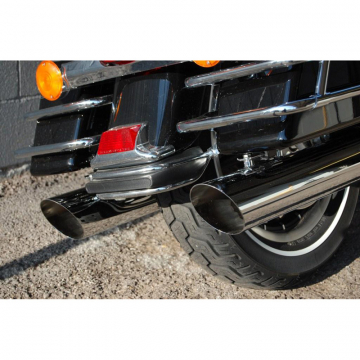 view D&D 4" Slip-on Back Cut Exhaust, Chrome for Harley-Davidson FLH / FLT (1995-2016)
