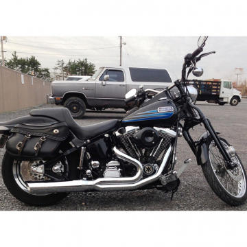 D&D Fat Cat 2:1 Louvered Exhaust, Chrome for Harley-Davidson Softail (1984-2011)